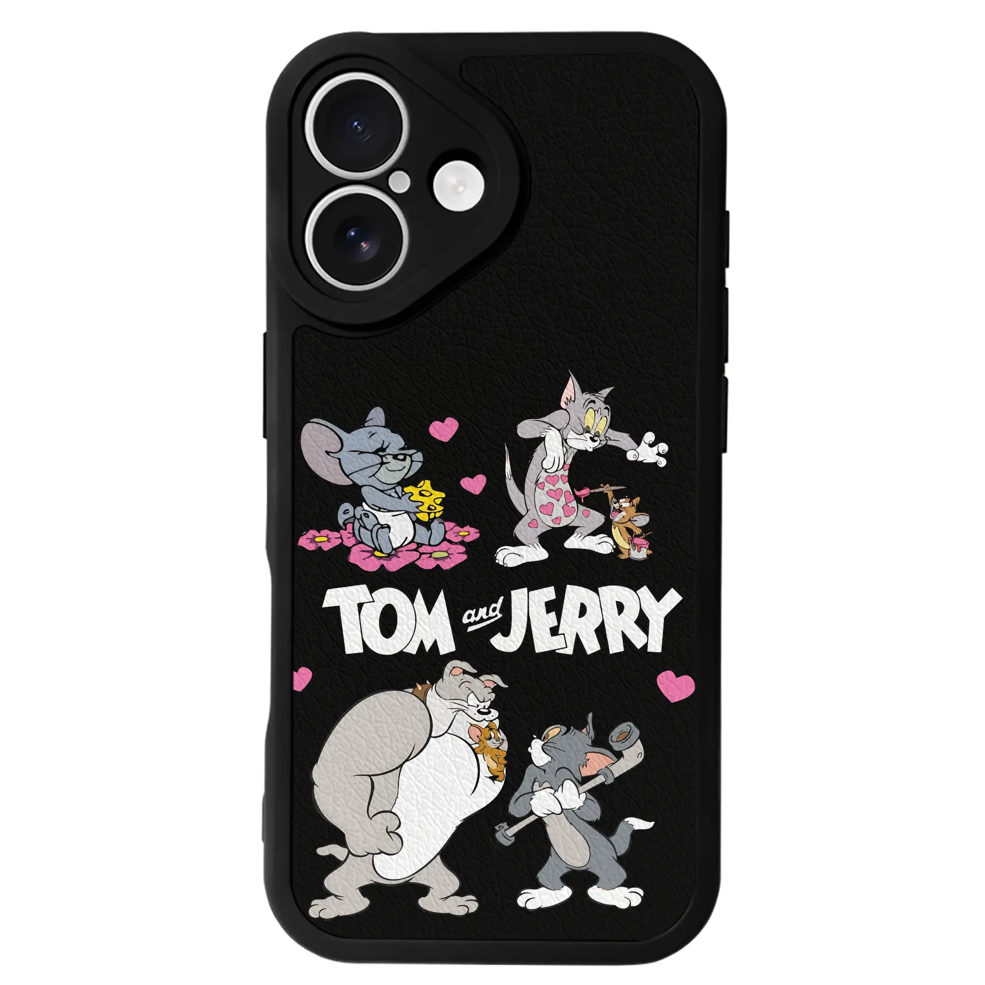 トムとジェリー グッズ トム - IPhone 16シリーズ対応 ・ シリコンスマホケース ・ レザー調 ・ 高精度フィット ・ 耐衝撃 ・ ワイヤレス充電対応 ・ 精密カット